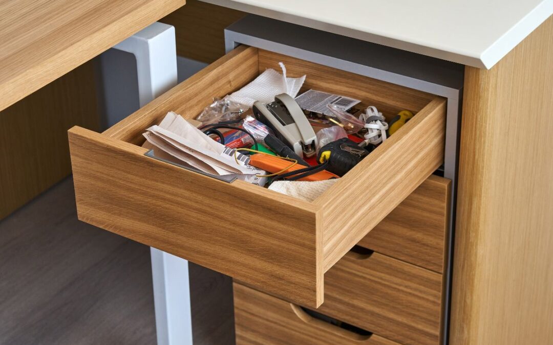 Desk base with drawers image