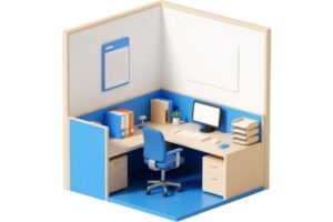 3D office cubicle rendering/image